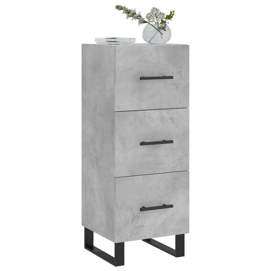 Buffet Gris béton 34,5x34x90 cm Bois d'ingénierie - 3