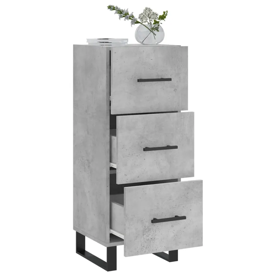 Buffet Gris béton 34,5x34x90 cm Bois d'ingénierie - 4
