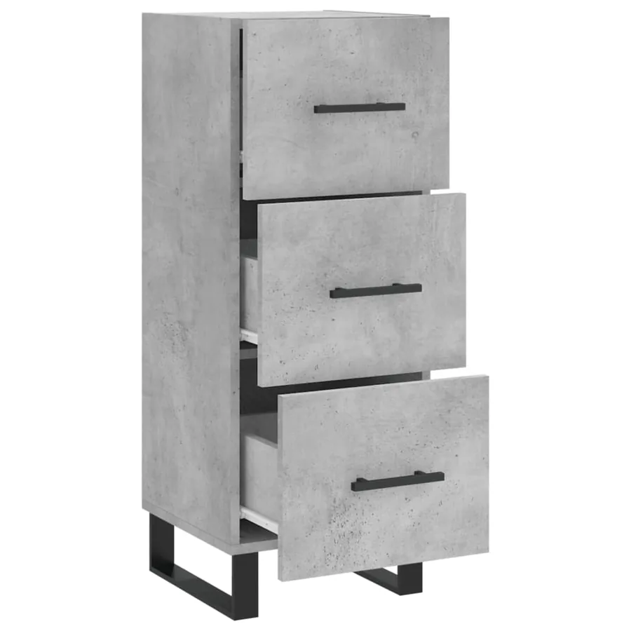 Buffet Gris béton 34,5x34x90 cm Bois d'ingénierie - 5