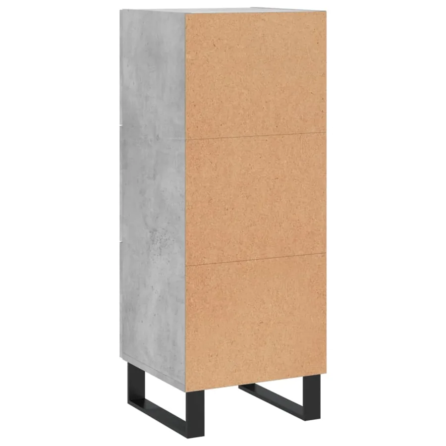 Buffet Gris béton 34,5x34x90 cm Bois d'ingénierie - 8