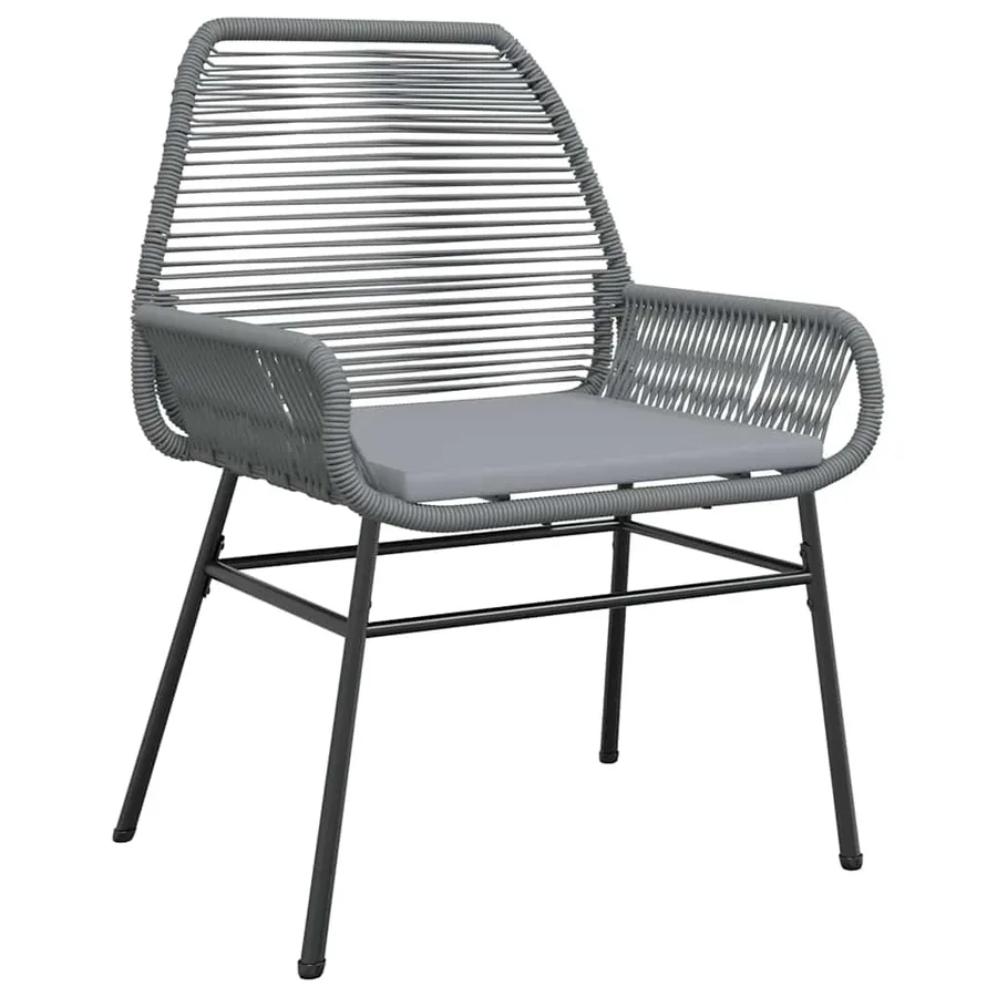 Ensemble à manger jardin coussins 3 pcs gris poly rotin verre - 4