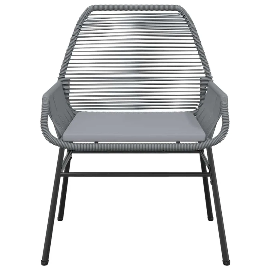 Ensemble à manger jardin coussins 3 pcs gris poly rotin verre - 6