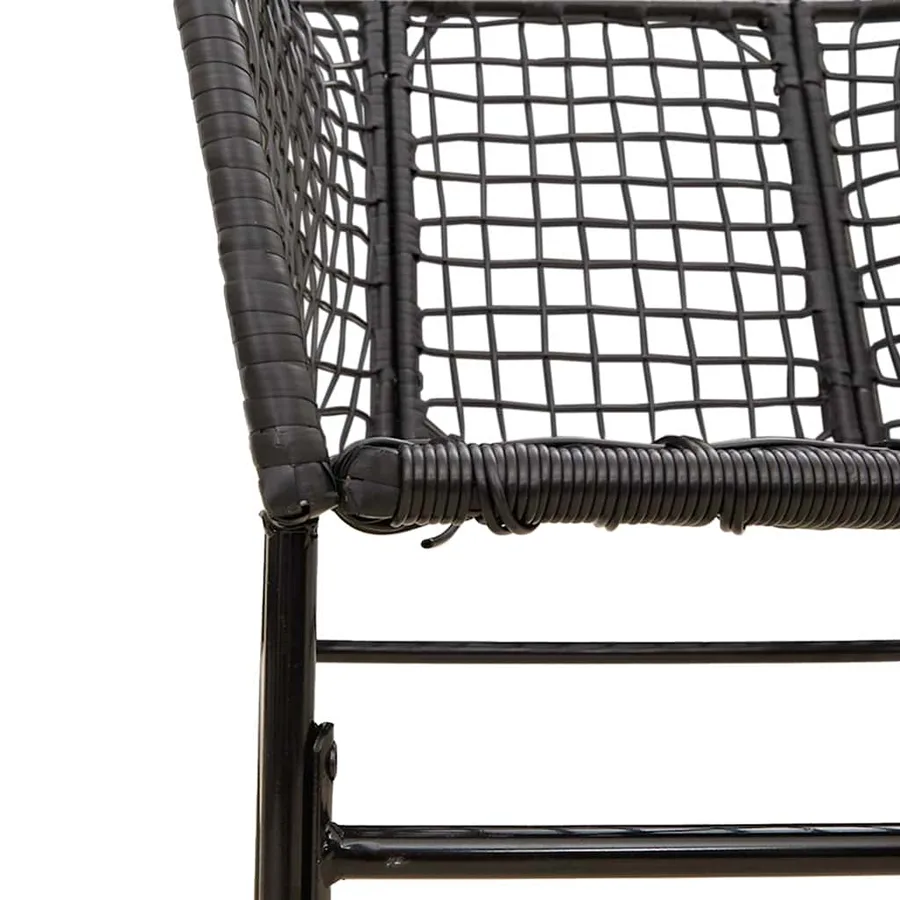 Ensemble à manger de jardin 3 pcs noir résine tressée verre - 8