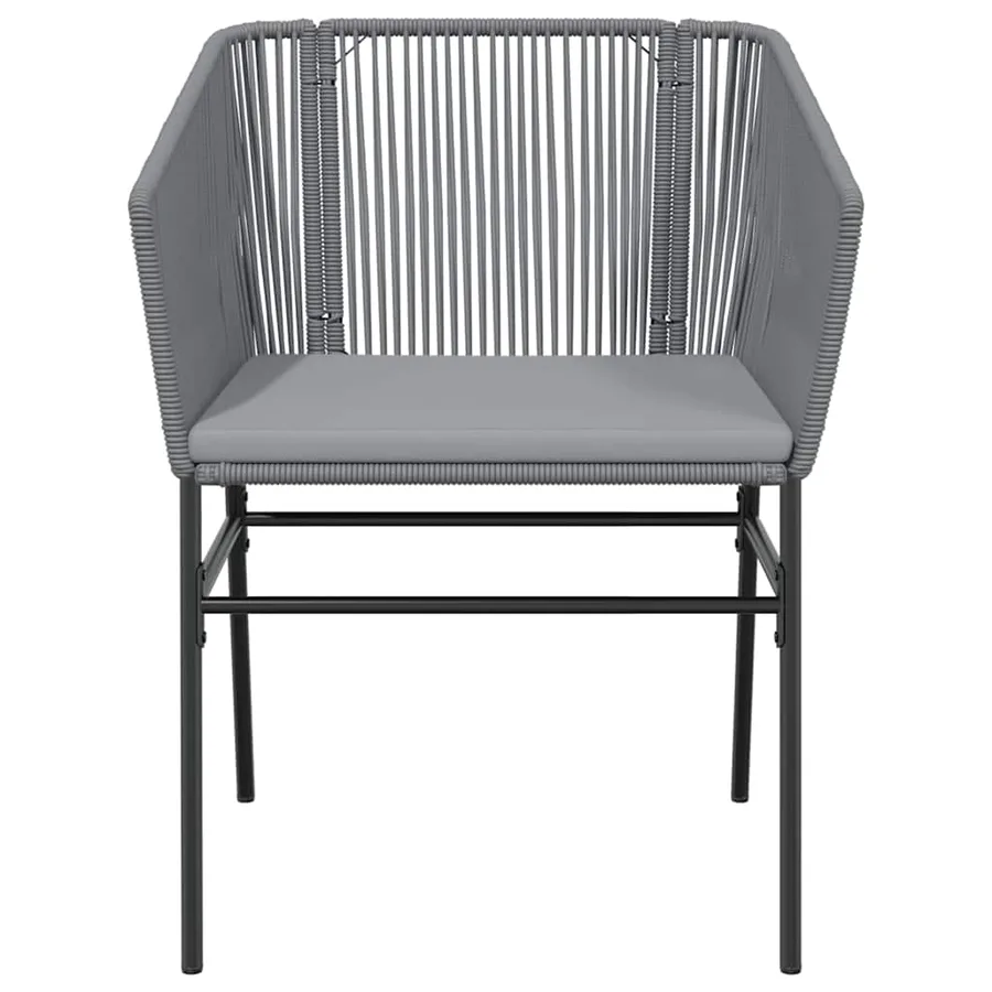 Ensemble à manger jardin coussins 5 pcs gris poly rotin verre - 7