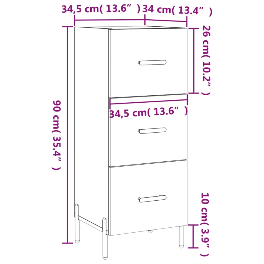 Buffet Sonoma gris 34,5x34x90 cm Bois d'ingénierie - 12