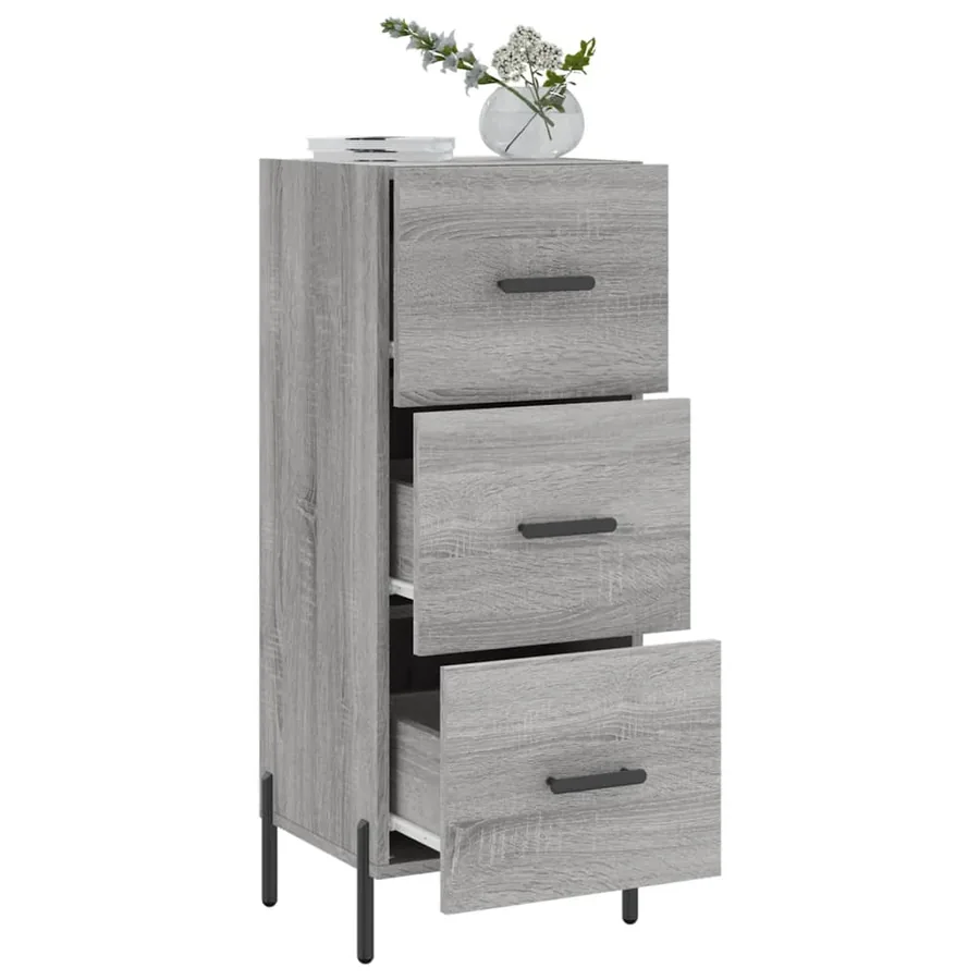 Buffet Sonoma gris 34,5x34x90 cm Bois d'ingénierie - 4