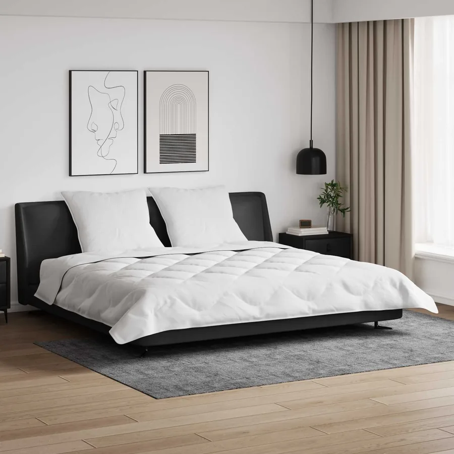 Duvet d'hiver avec oreiller 3 pcs Blanc Microfibre