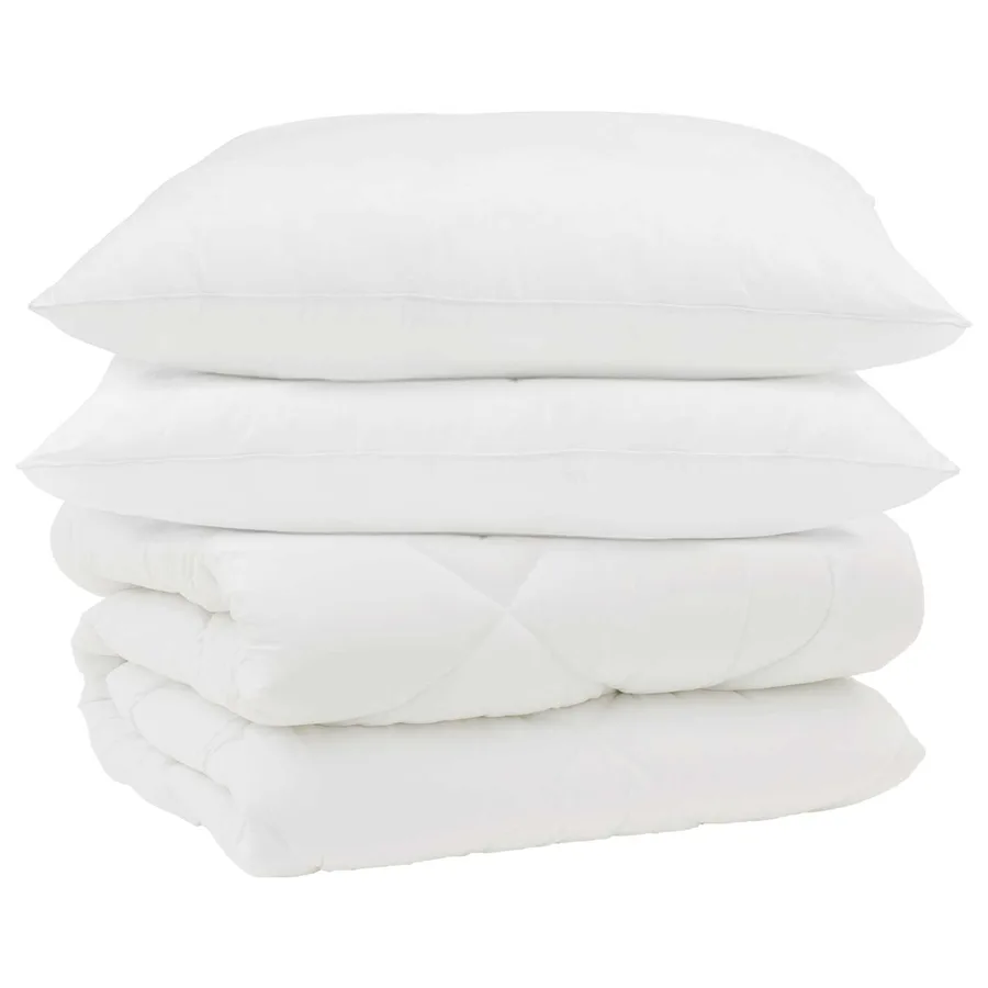 Duvet d'hiver avec oreiller 3 pcs Blanc Microfibre - 2