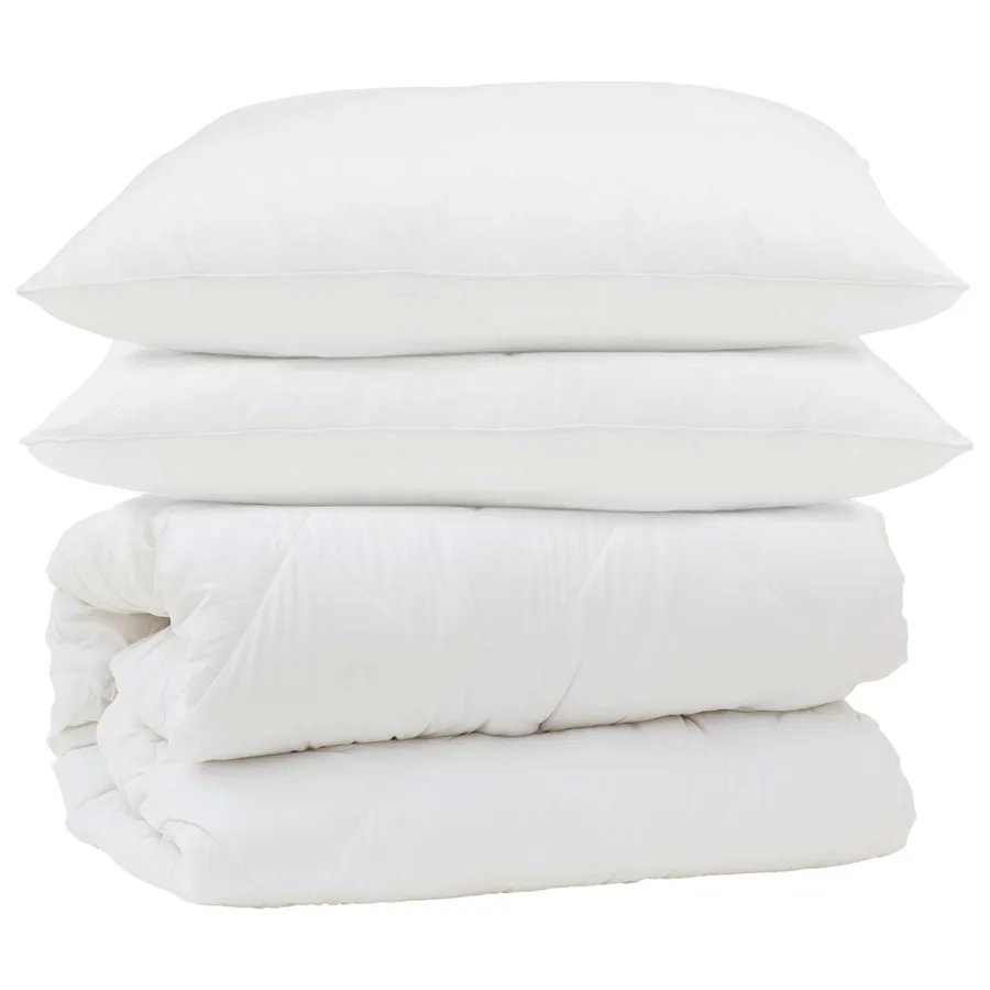 Ensemble de Duvet 3 pcs Blanc Microfibre et Plumes D'oie - 2