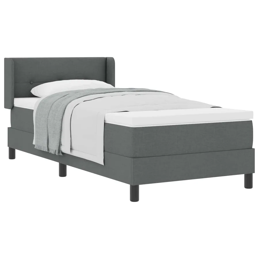 Lit à ressorts avec tête de lit Gris foncé 200 x 80 cm tissu - 2