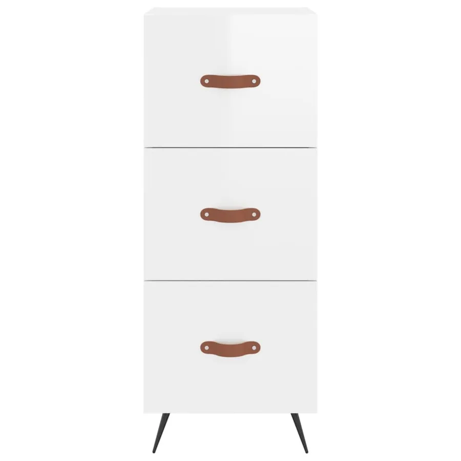 Buffet Blanc brillant 34,5x34x90 cm Bois d'ingénierie - 6