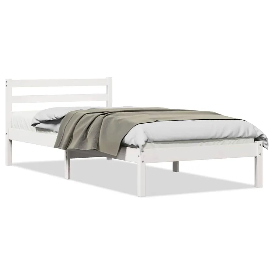 Cadre de lit Blanc 215,5 x 95,5 x 69,5 cm Bois de Pin Massif - 3