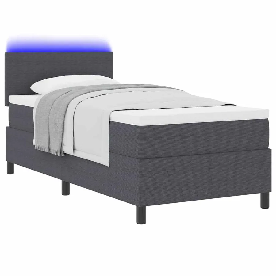 Lit à ressort LED Gris foncé et blanc 90 x 190 cm - 3