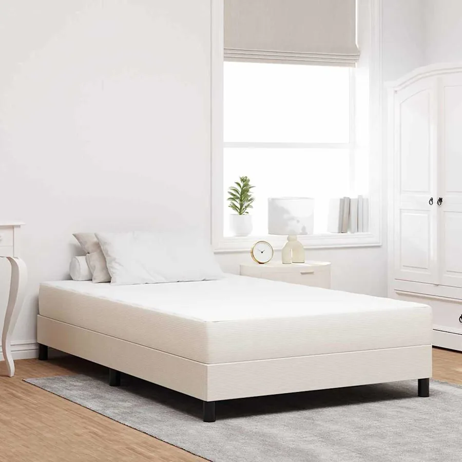 Matelas de Lit avec matelas Crème 120 x 190 cm tissu