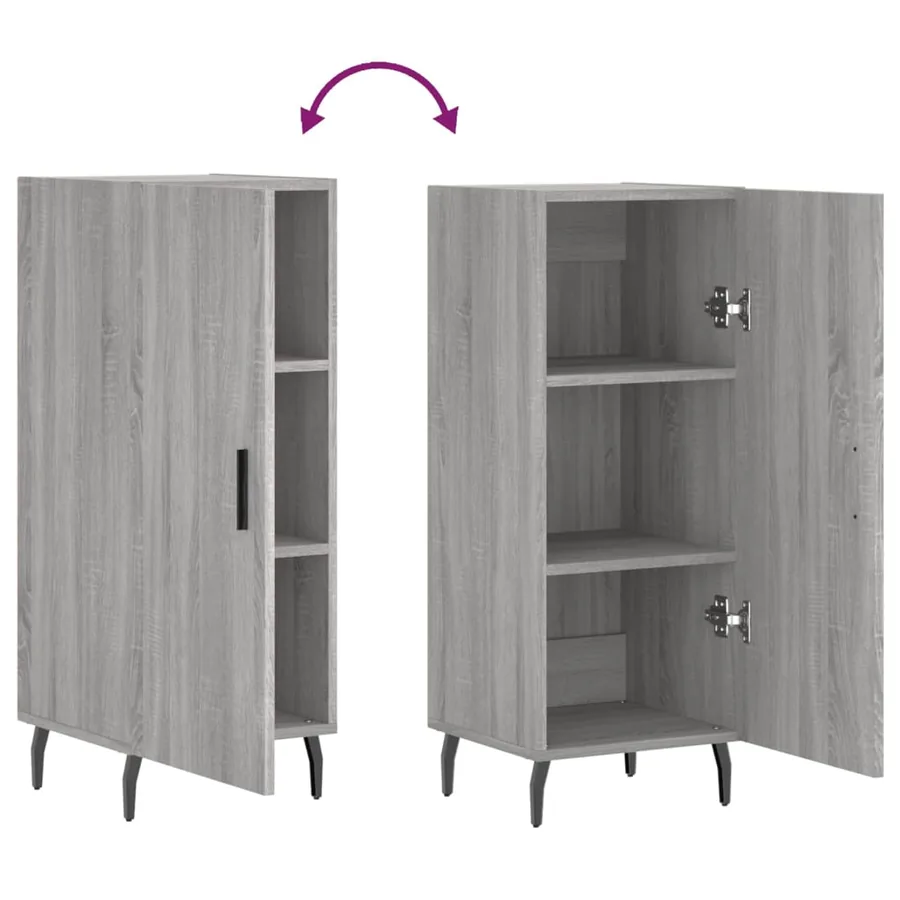 Buffet Sonoma gris 34,5x34x90 cm Bois d'ingénierie - 9
