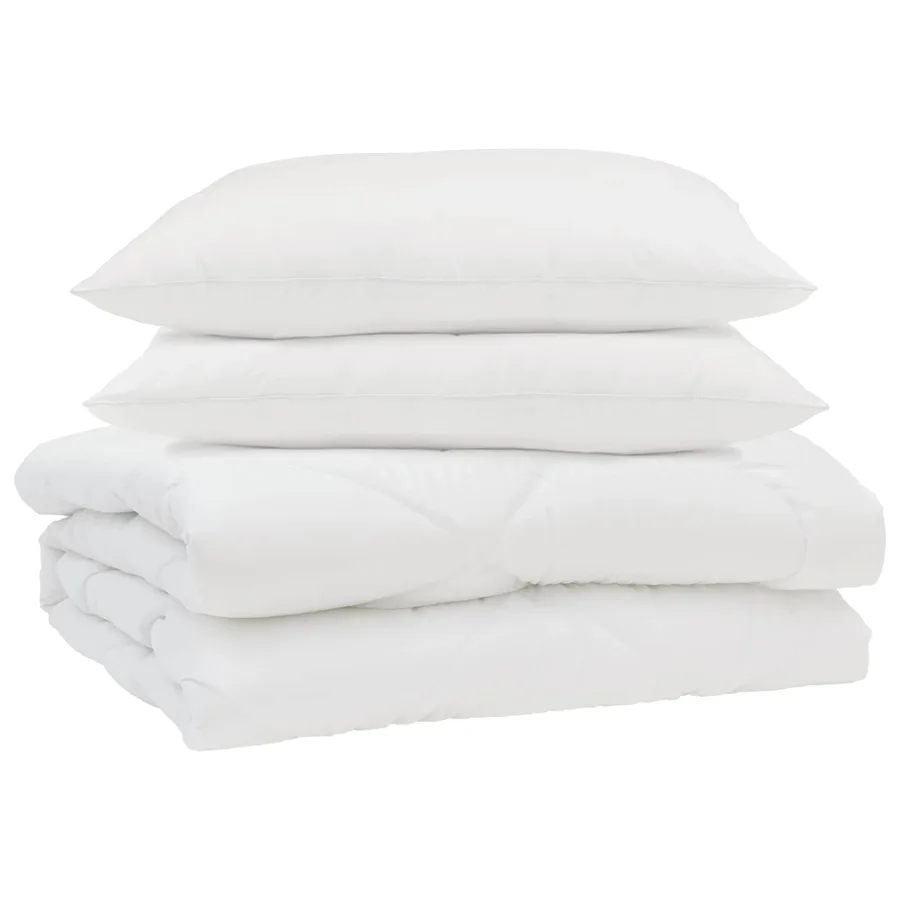 Duvet d'été simple avec oreiller 3 pcs Blanc Microfibre - 2