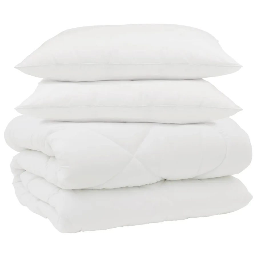 Duvet d'hiver avec oreiller 3 pcs Blanc Microfibre - 2