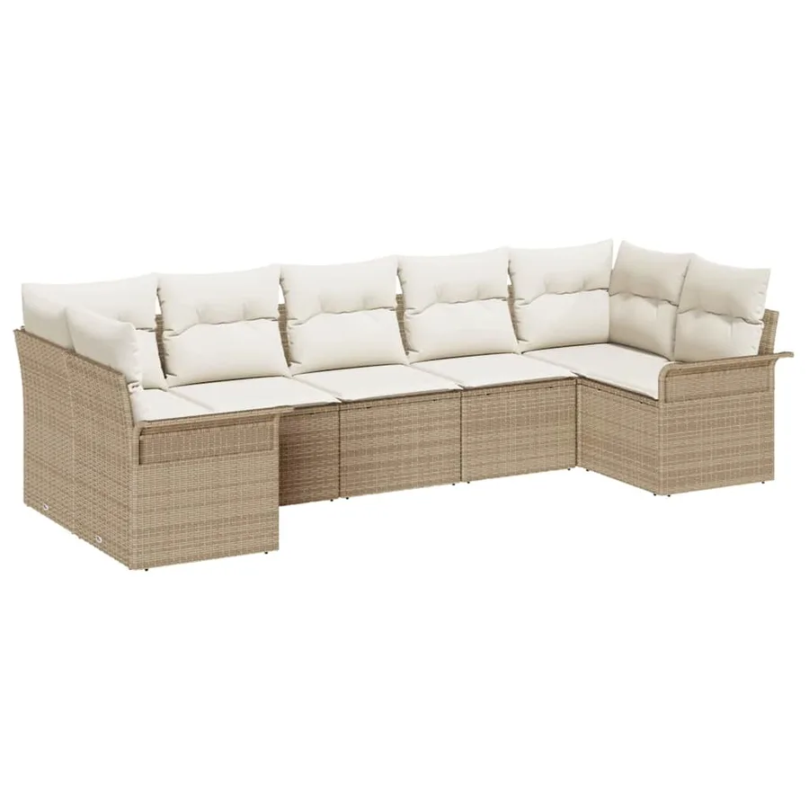 Ensemble de canapé de jardin 7 pcs Beige Poly rotin - 2