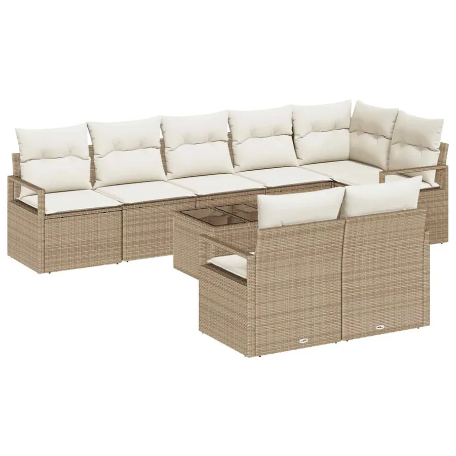 Ensemble de Canapés avec coussin 9 pcs Beige polyrotin - 2