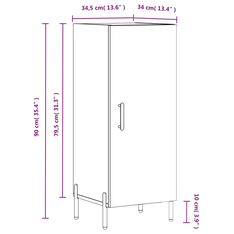 Buffet blanc 34,5x34x90 cm bois d'ingénierie - 13