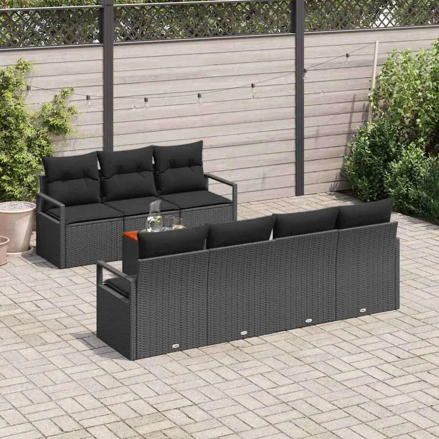 Ensemble de canapé de jardin avec coussin 8 pcs Noir polyrotin - 3