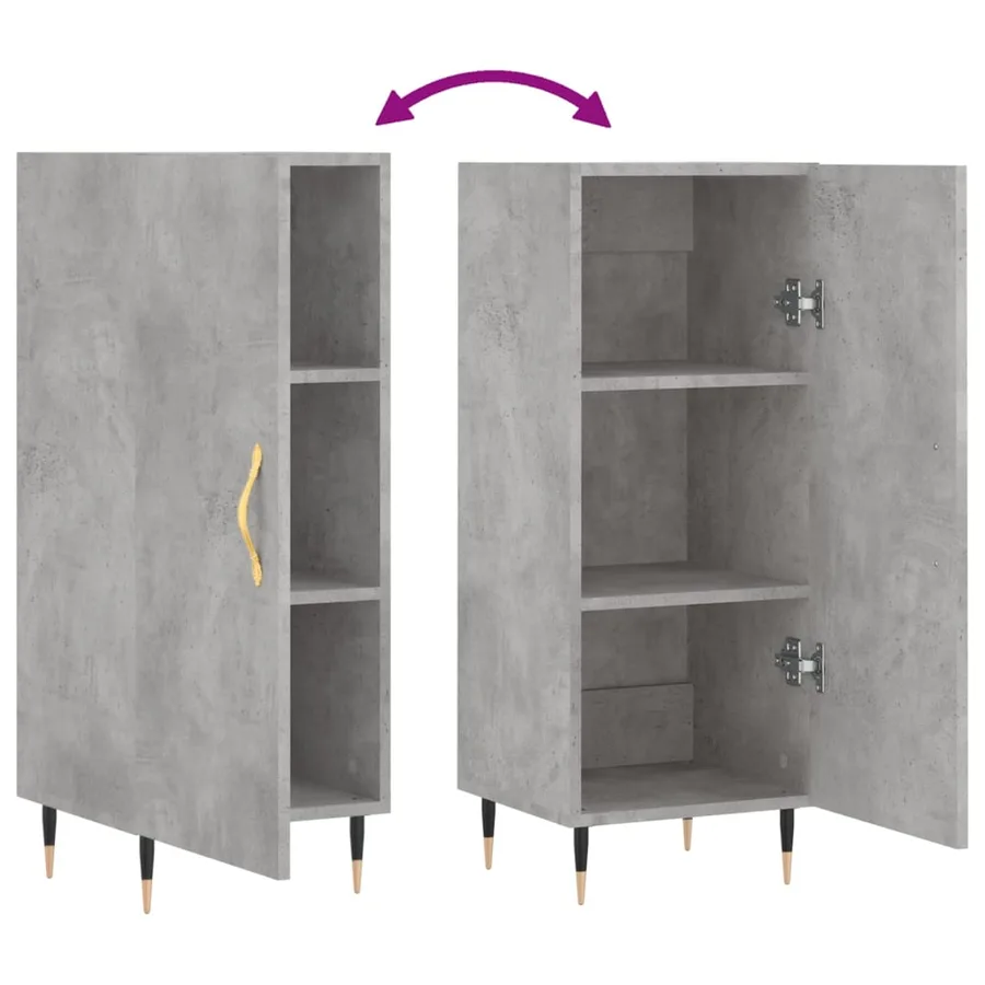 Buffet Gris béton 34,5x34x90 cm Bois d'ingénierie - 9