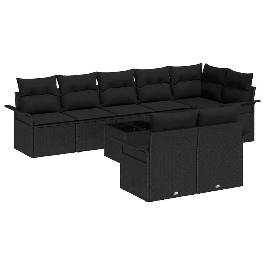 Ensemble de canapé de jardin avec stockage 9 pcs Noir polyrotin - 2