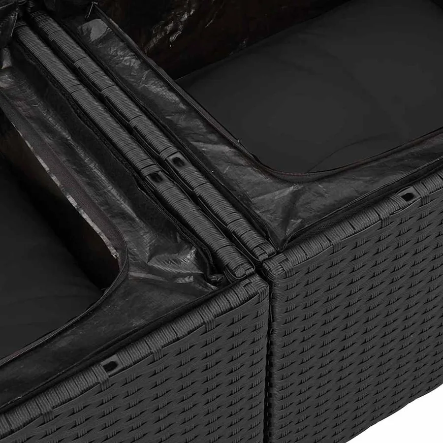 Ensemble de canapé de jardin avec coussin 6 pcs Noir Poly rotin - 7