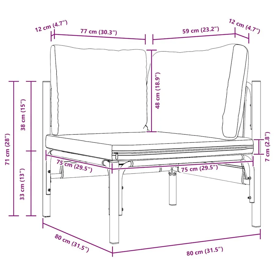 Mobilier de jardin Anthracite 80 x 80 x 71 cm Acier - 11