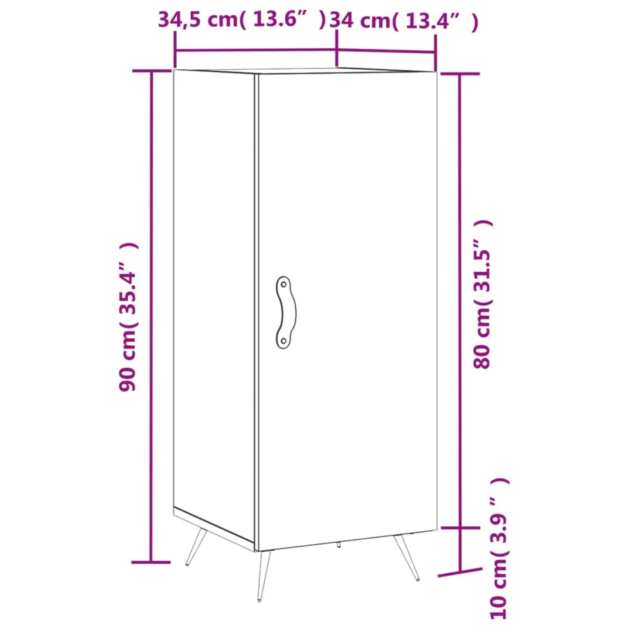 Buffet blanc 34,5x34x90 cm bois d'ingénierie - 13