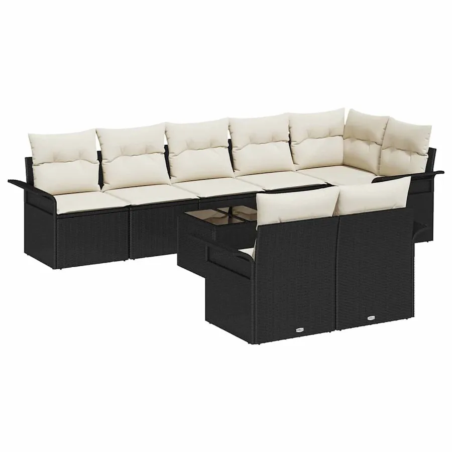 Ensemble de canapé de jardin avec stockage 9 pcs Noir polyrotin - 2