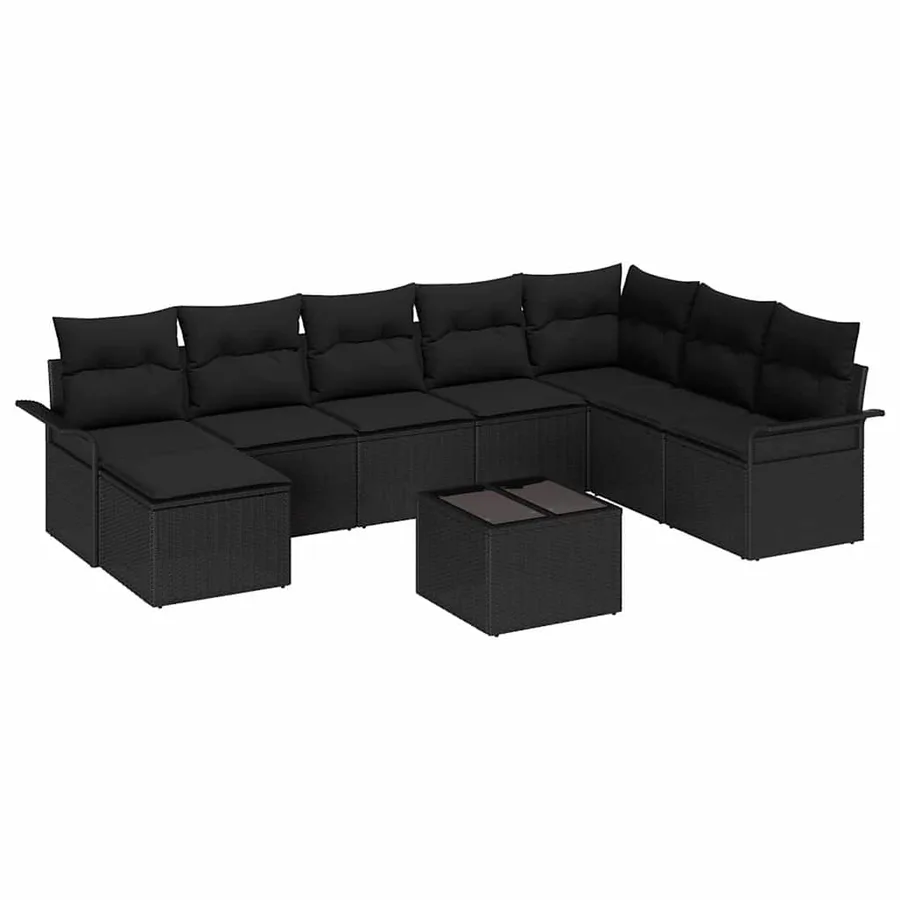 Ensemble de canapé de jardin 9 pcs Beige Poly rotin - 2