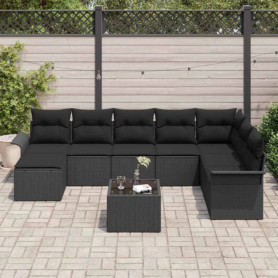 Ensemble de canapé de jardin 9 pcs Beige Poly rotin - 3