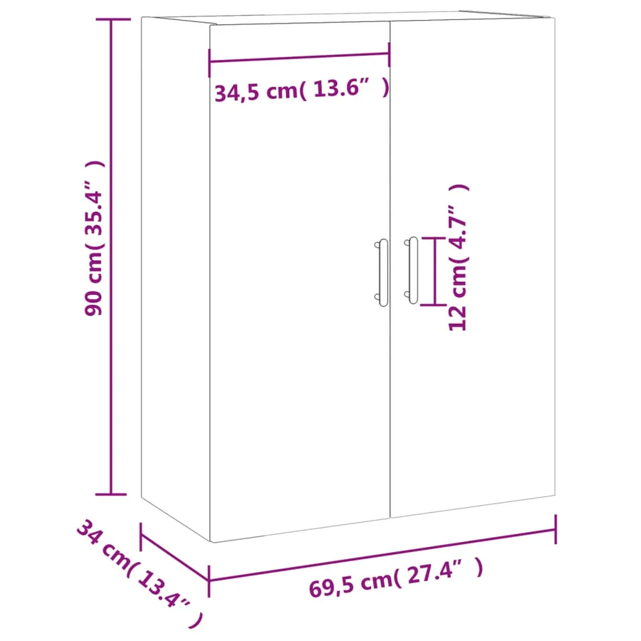 Armoire murale chêne fumé 69,5x34x90 cm - 13