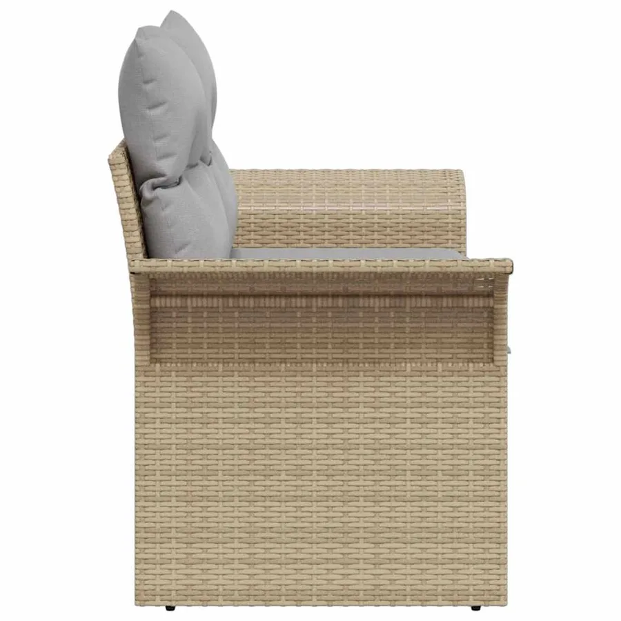Canapé de jardin avec coussin Beige 141 x 62 x 69 cm polyrotin - 5