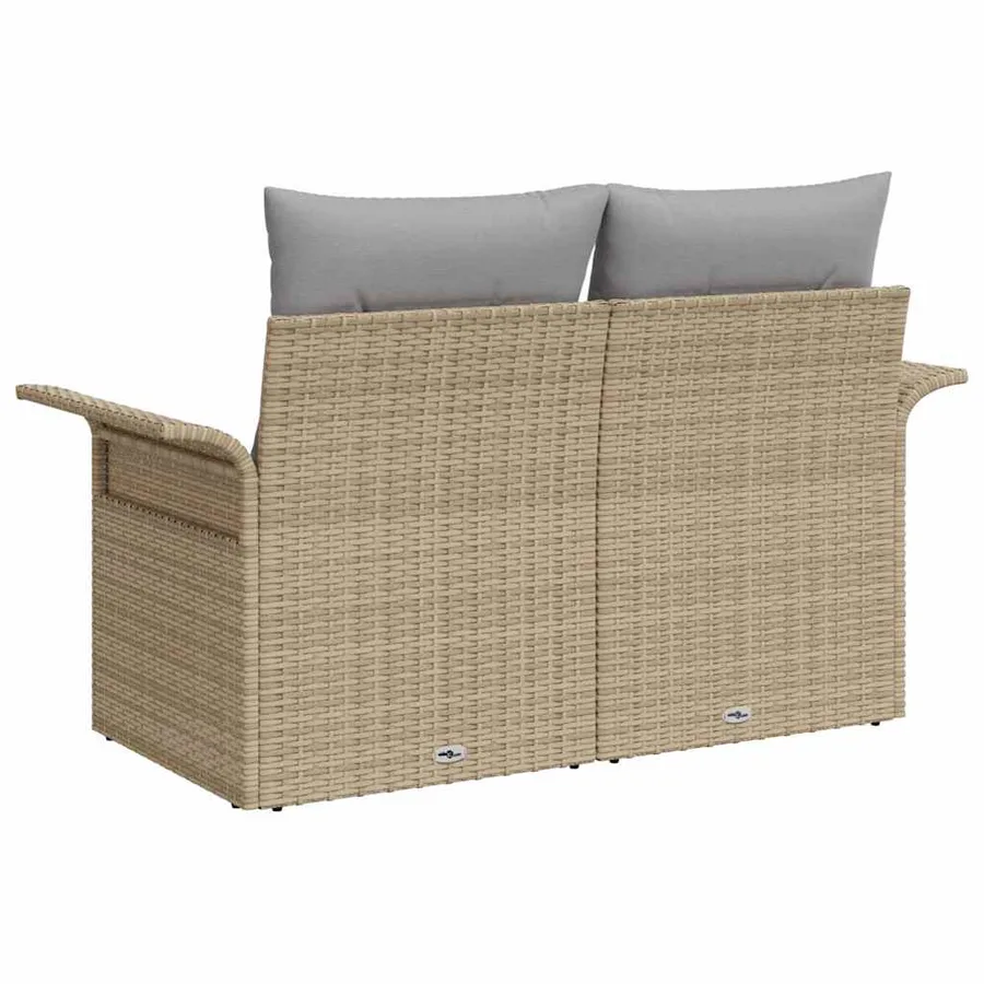Canapé de jardin avec coussin Beige 141 x 62 x 69 cm polyrotin - 6