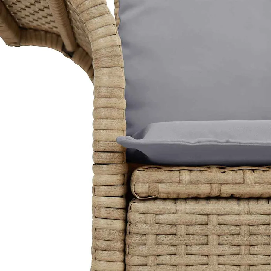 Canapé de jardin avec coussin Beige 141 x 62 x 69 cm polyrotin - 7