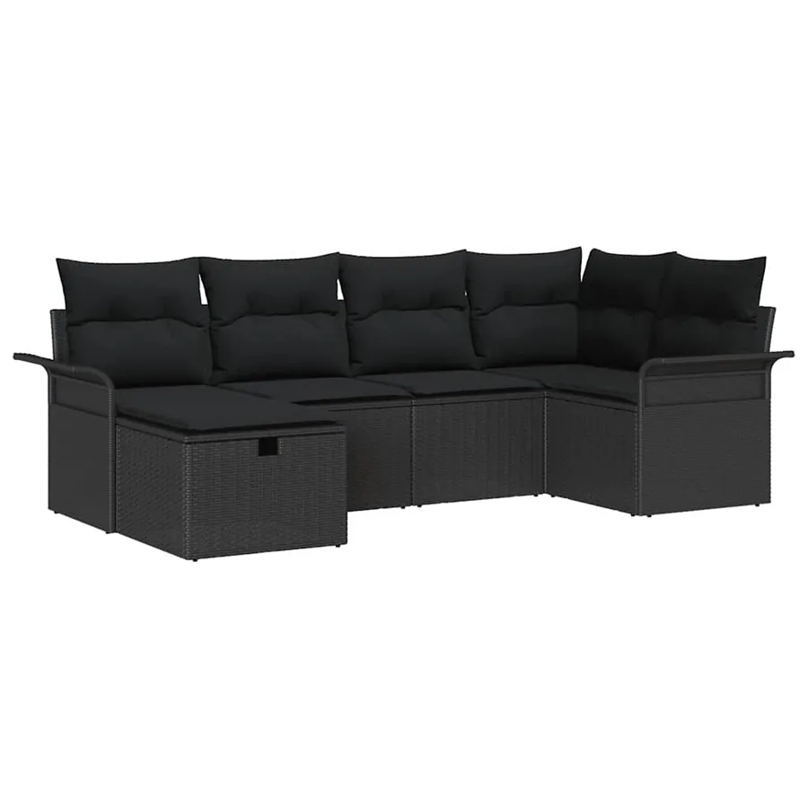 Ensemble de canapé de jardin avec coussin 6 pcs Poly rotin - 2