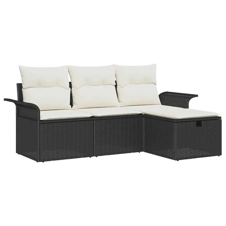 Ensemble de canapé de jardin avec coussin 4 pcs Poly rotin - 2