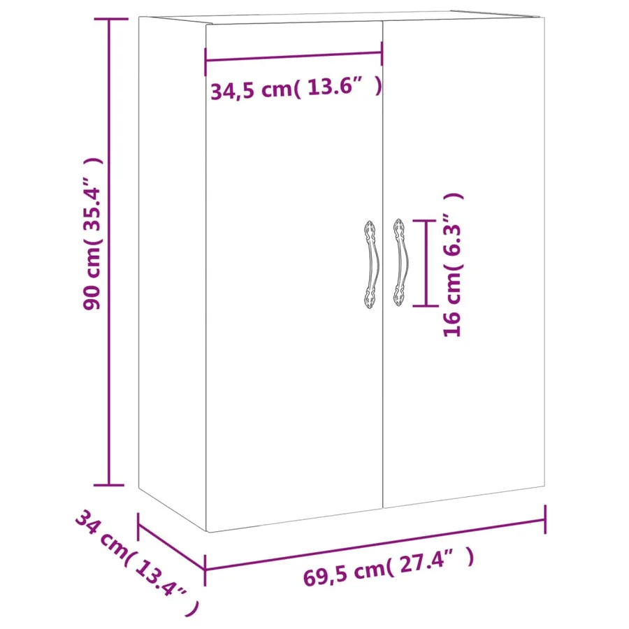 Armoire murale sonoma gris 69,5x34x90 cm - 13
