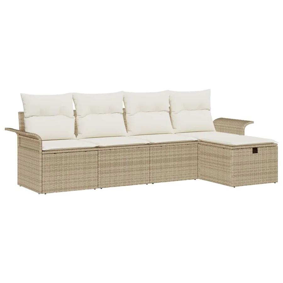 Ensemble de canapé de jardin 5 pcs Beige Poly rotin - 2
