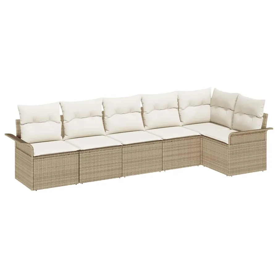 Ensemble de canapé de jardin 6 pcs Beige Poly rotin - 2