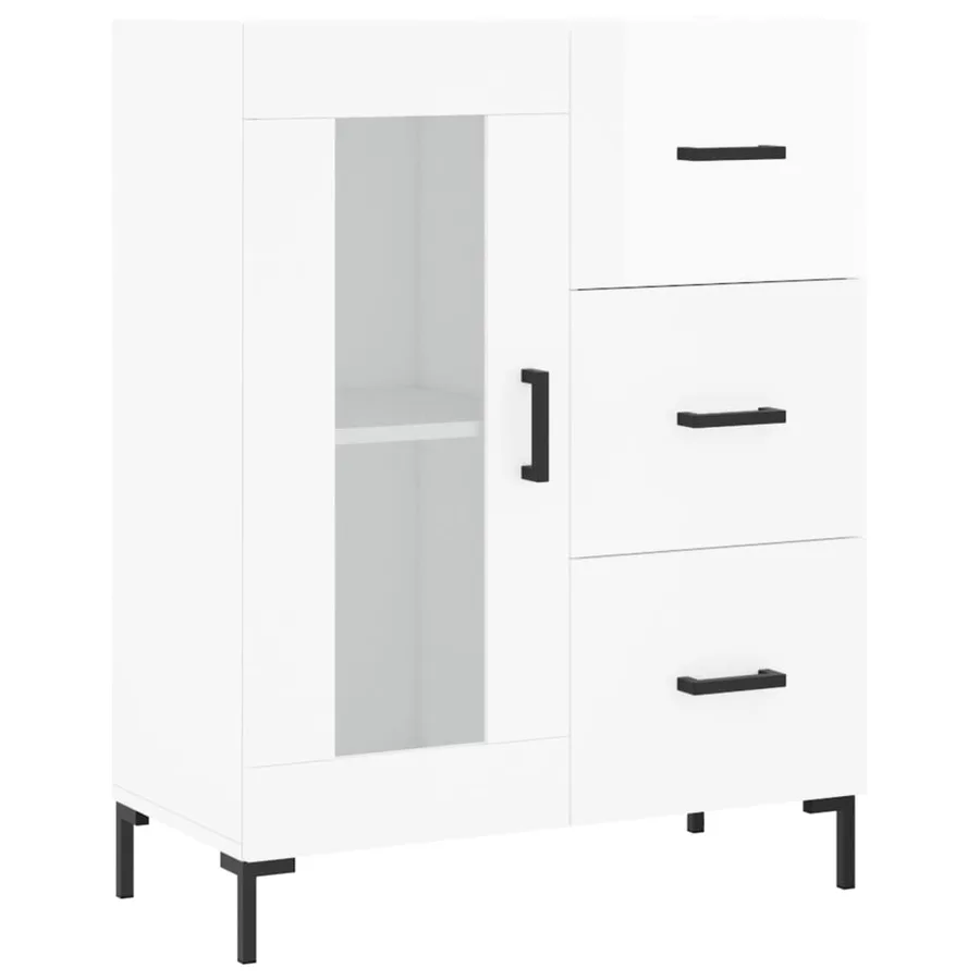 Buffet Blanc brillant 69,5x34x90 cm Bois d'ingénierie - 2