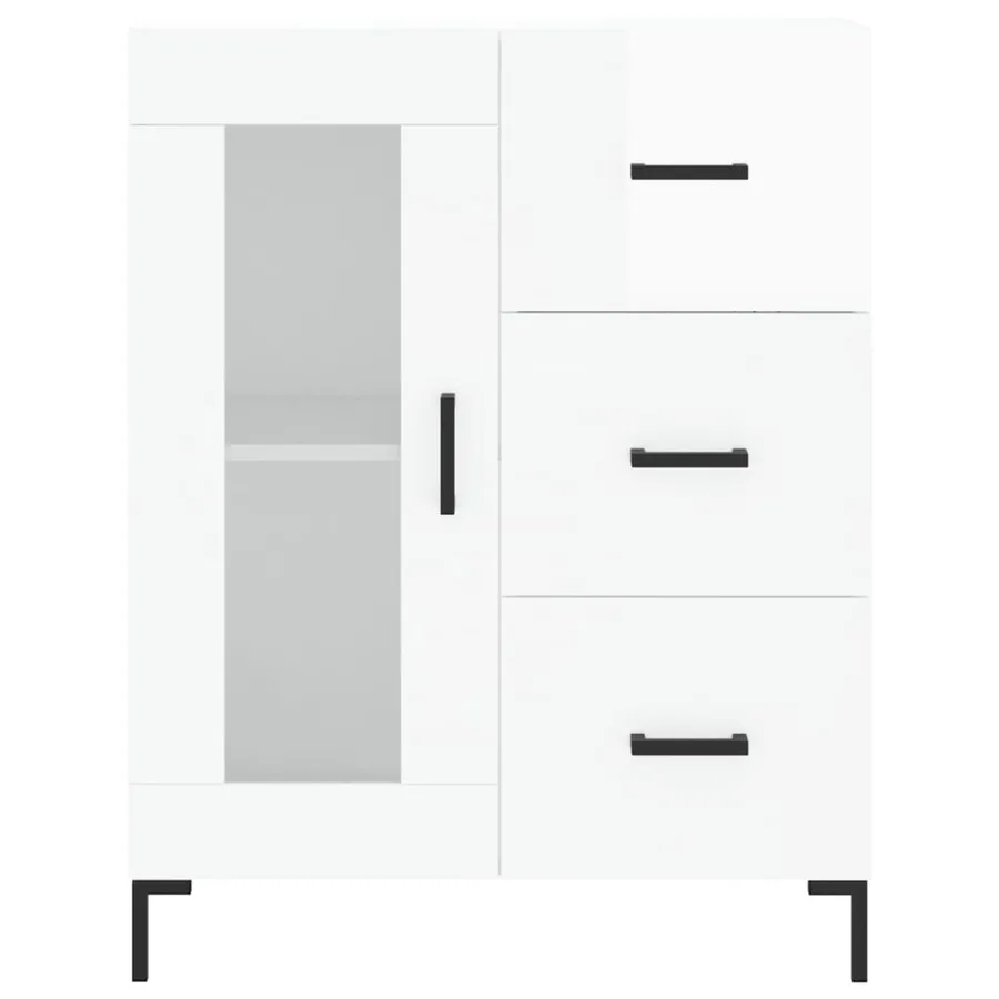 Buffet Blanc brillant 69,5x34x90 cm Bois d'ingénierie - 5