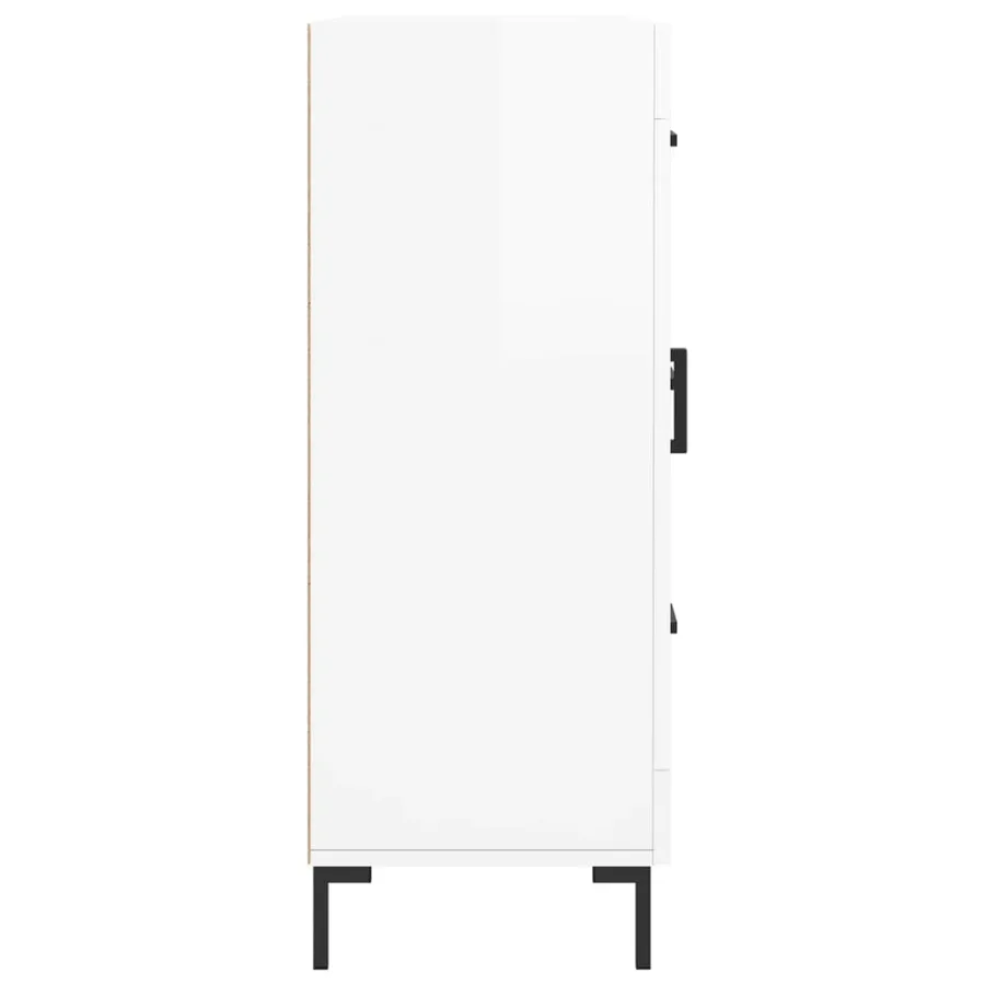 Buffet Blanc brillant 69,5x34x90 cm Bois d'ingénierie - 7