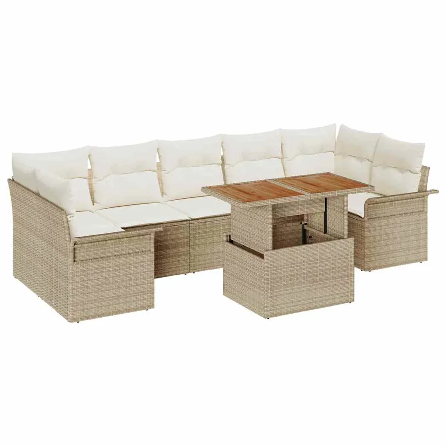 Ensemble de canapé de jardin 8 pcs Beige Poly rotin - 2