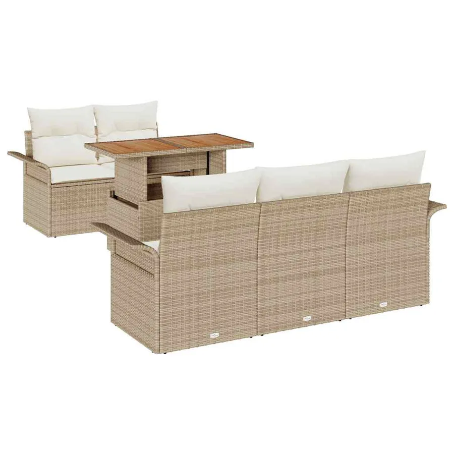 Ensemble de canapé de jardin 6 pcs Beige Poly rotin - 2