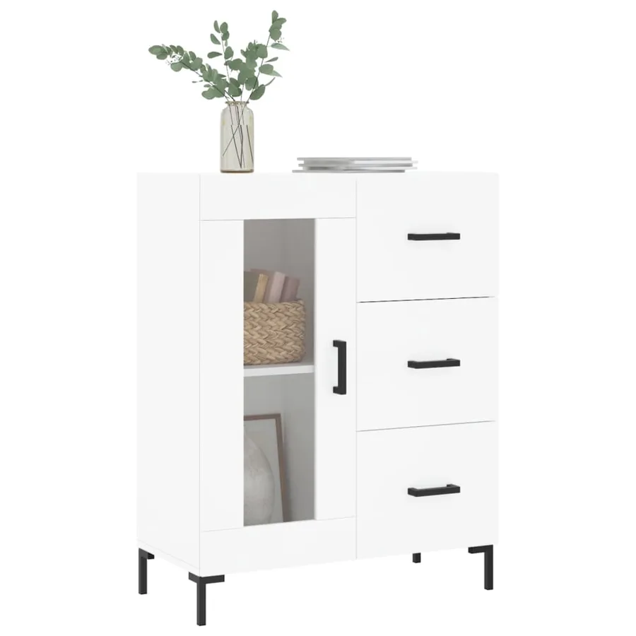 Buffet blanc 69,5x34x90 cm bois d'ingénierie - 3