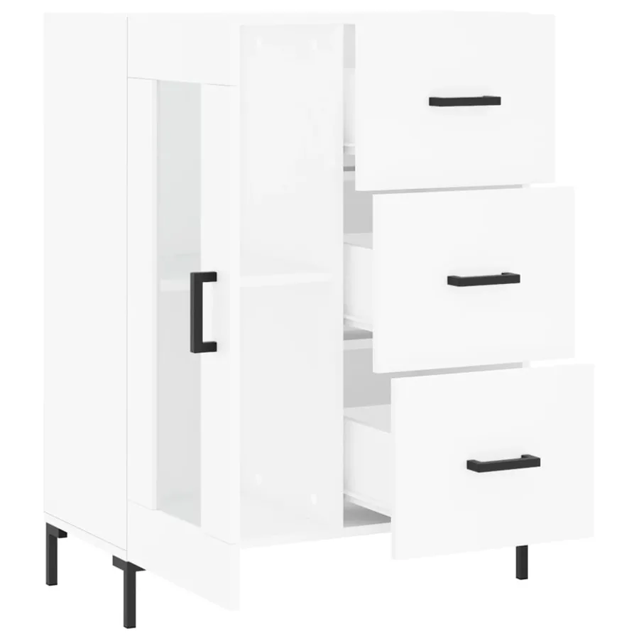 Buffet blanc 69,5x34x90 cm bois d'ingénierie - 6