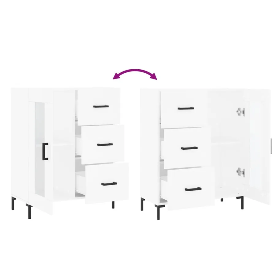 Buffet blanc 69,5x34x90 cm bois d'ingénierie - 9
